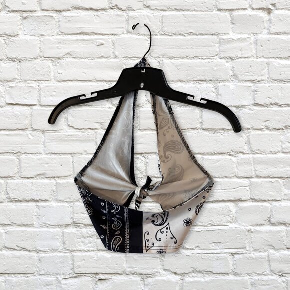 Bandana Print Tie Front Crop | Women's XS - Picture 2 of 3